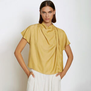 Top satinado manga corta amarillo